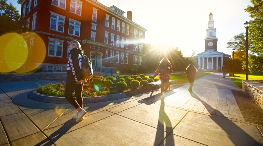 Students walking to class on campus