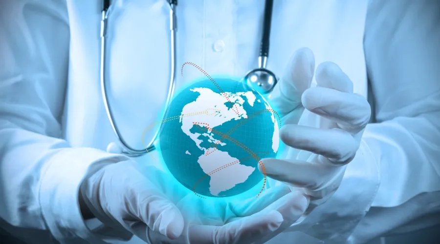 doctor holding world
