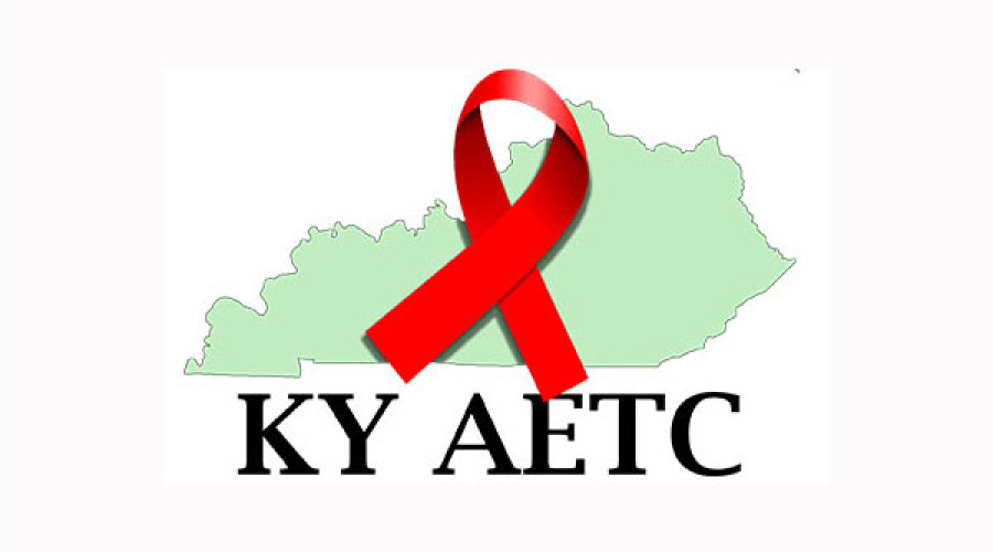 image with the state of Kentucky in the background with a red ribbon on top with "KY AETC" at bottom