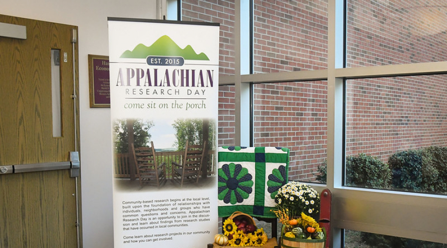 Sign showing Appalachian Research Day at a conference