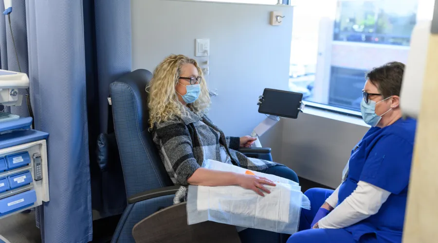 Patient preparing to receive an infusion