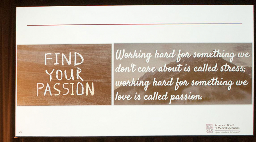 screen says "Find Your Passion. Working hard for something we don't care about is called stress; working hard for something we love is called passion."