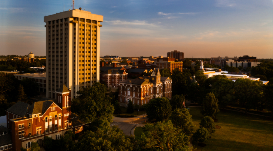 UK's campus during sunset