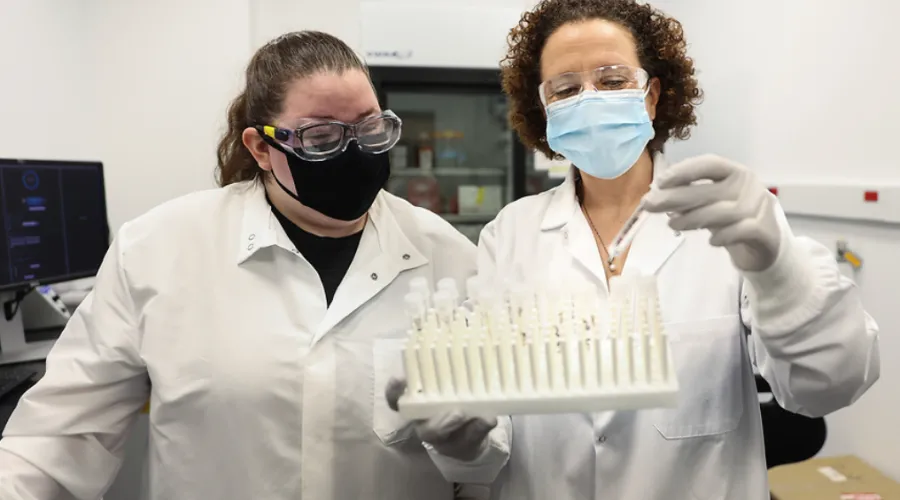 Two researchers in a lab