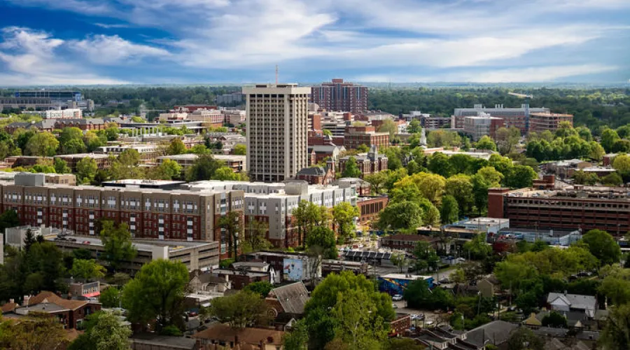 view of UK campus from Central Bank building