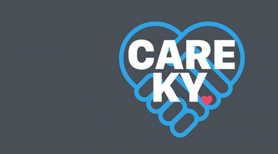 Care KY Logo - Two hands shaking, with the text, "CARE KY" superimposed