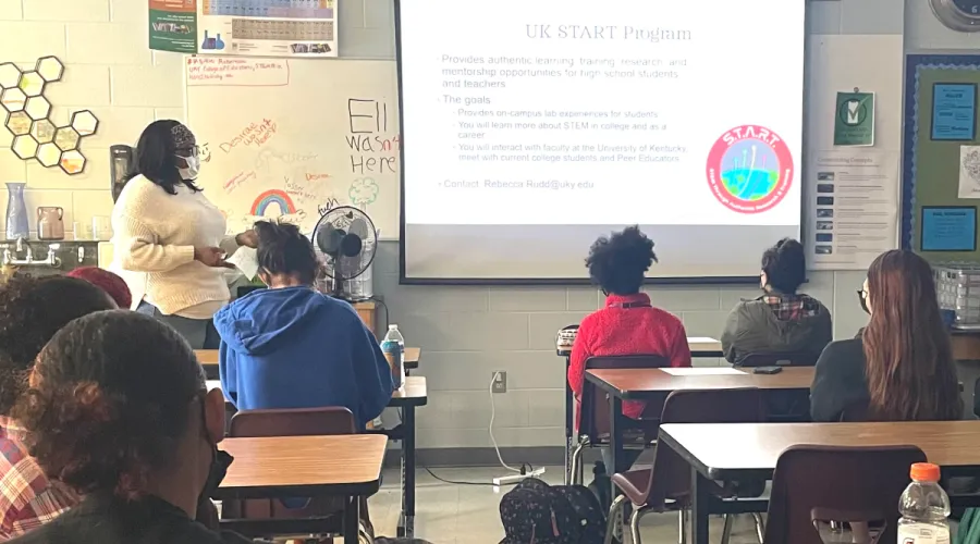 START Presentation being given to high school students