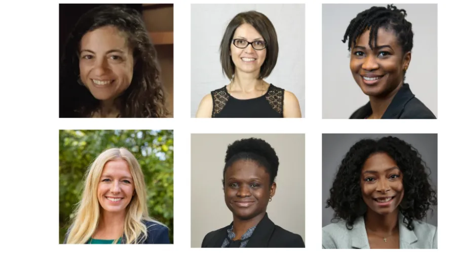 Pictured top row from left: Melody Altschulere, Radmila Choate, Darlingtina Esiaka. Pictured bottom row from left: Abigail Latimer, Jenny Lutshumba, Meagan Scott.