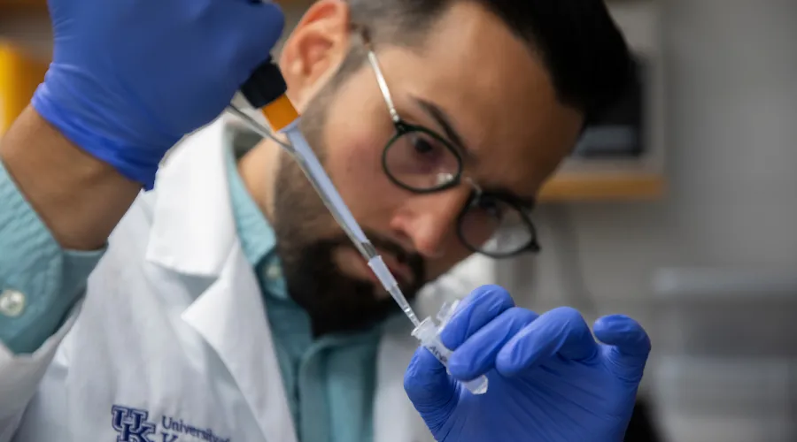 Close up of male scientist in research lab.