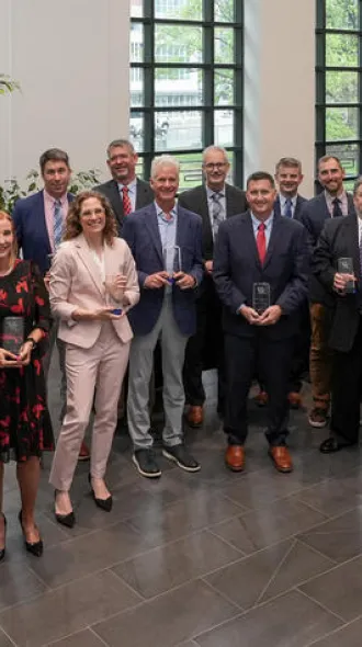 The 2025-26 University Research Professors gathered together for a group photo.