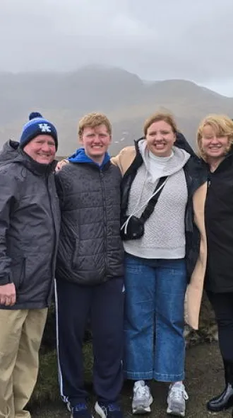 From left, David Higdon, with his children Luke and Ashley, and wife Tonya, enjoys a family trip to Scotland