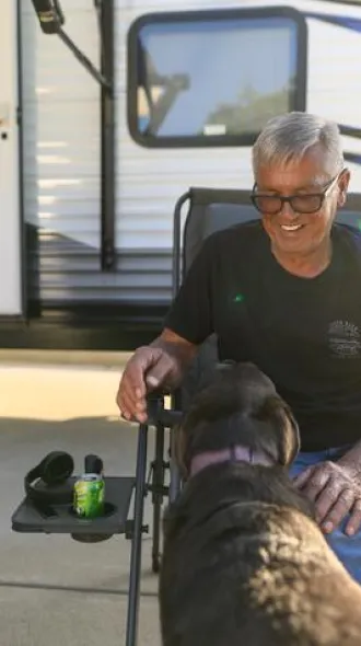 Gary Larkin, right, now on targeted therapy, enjoys quality time outdoors with his wife Jennifer.