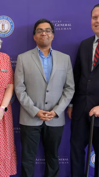 Christopher Evans (Chair & Executive Director of KYOAAC), Debbie Rains (Citizens at Large), Dr. Gopalkumar Rakesh, (UK Psychiatry); and Russell Coleman, (KY AG)